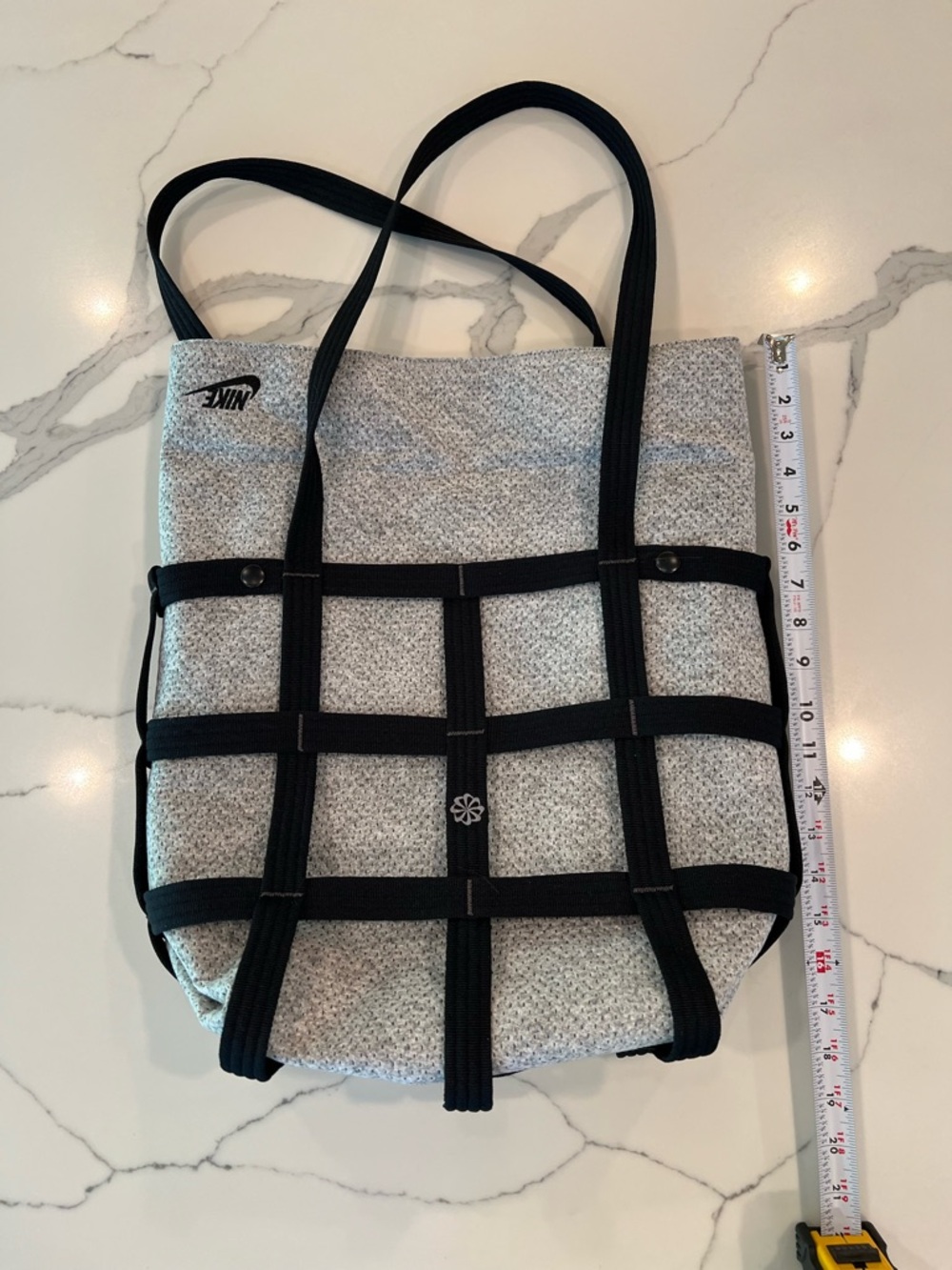 Nike Grey Tote Bag with Black Grid Straps